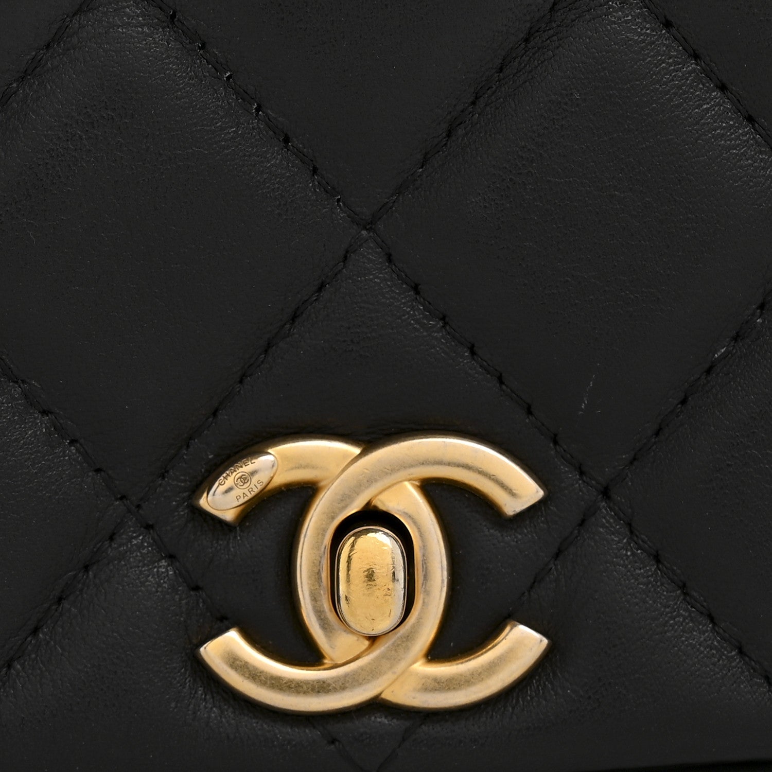 Chanel Calfskin Quilted Coco Mail Clutch With Chain Black