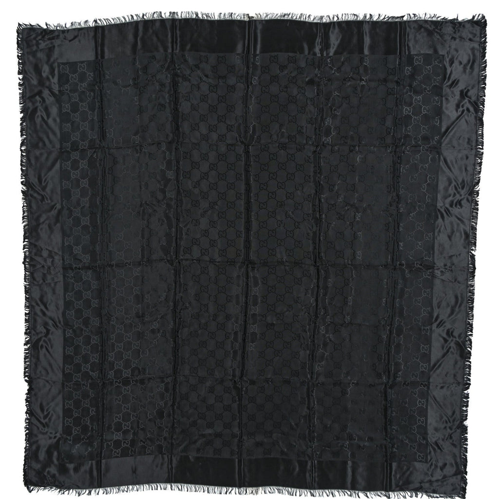 Gucci Viscose Modal GG Monogram Square Shawl Black