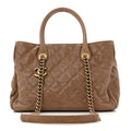 Chanel Glazed Caviar Quilted Small Shiva Tote Beige