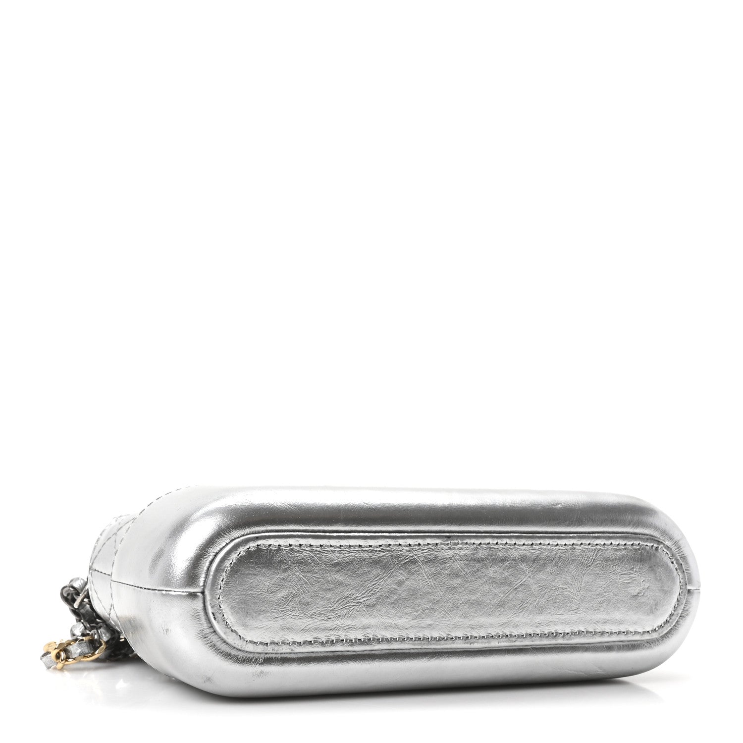 Chanel Metallic Lambskin Calfskin Quilted Small Gabrielle Clutch With Chain Silver