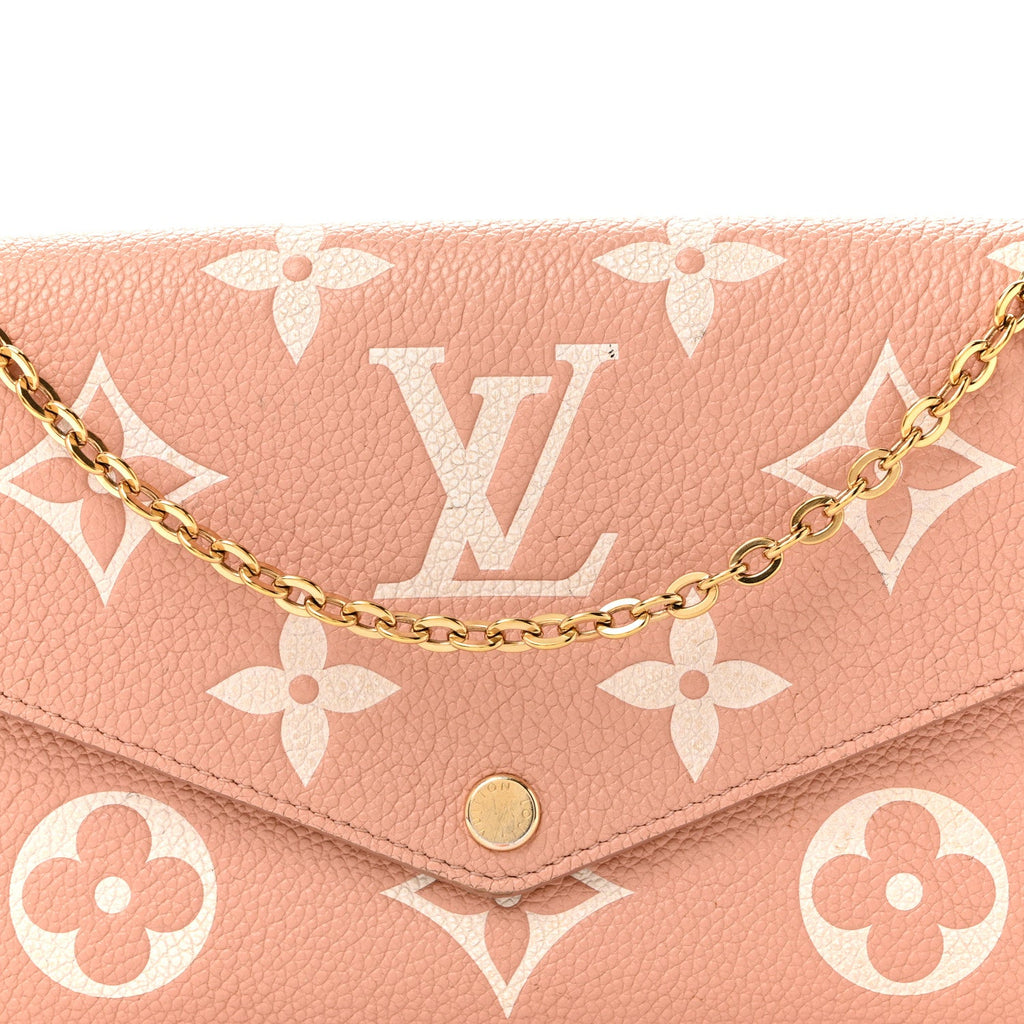 Louis Vuitton Empreinte Monogram Giant Felicie Pochette Chain Wallet Rose Trianon Creme