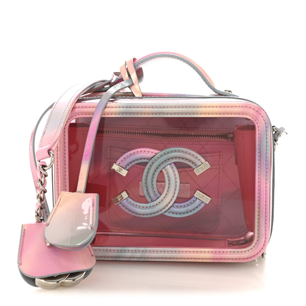 Chanel PVC Lambskin Filigree Small CC Filigree Vanity Case Pink Multicolor