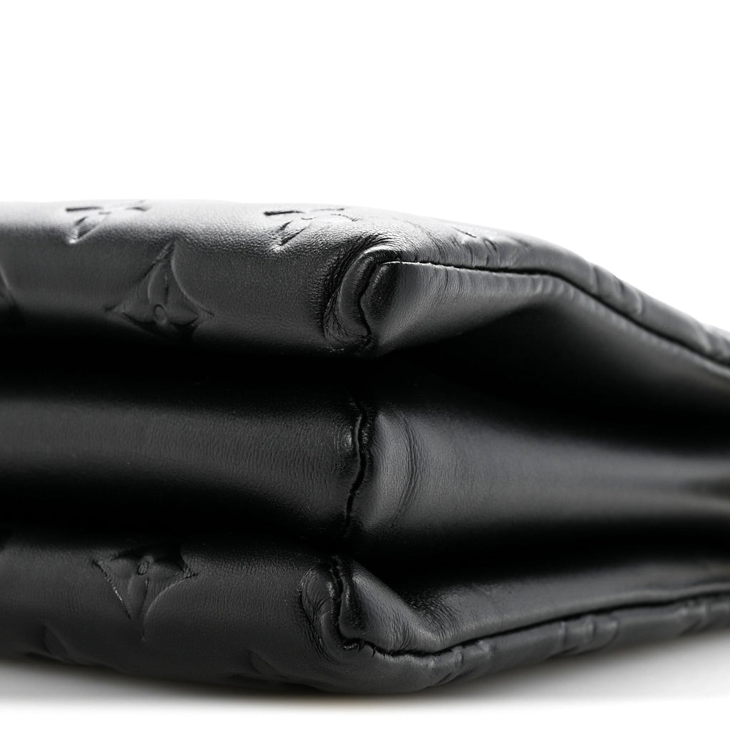 Louis Vuitton Lambskin Embossed Monogram Coussin PM Black