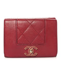 Caviar Quilted Vintage Mademoiselle Flap Card Holder Dark Pink