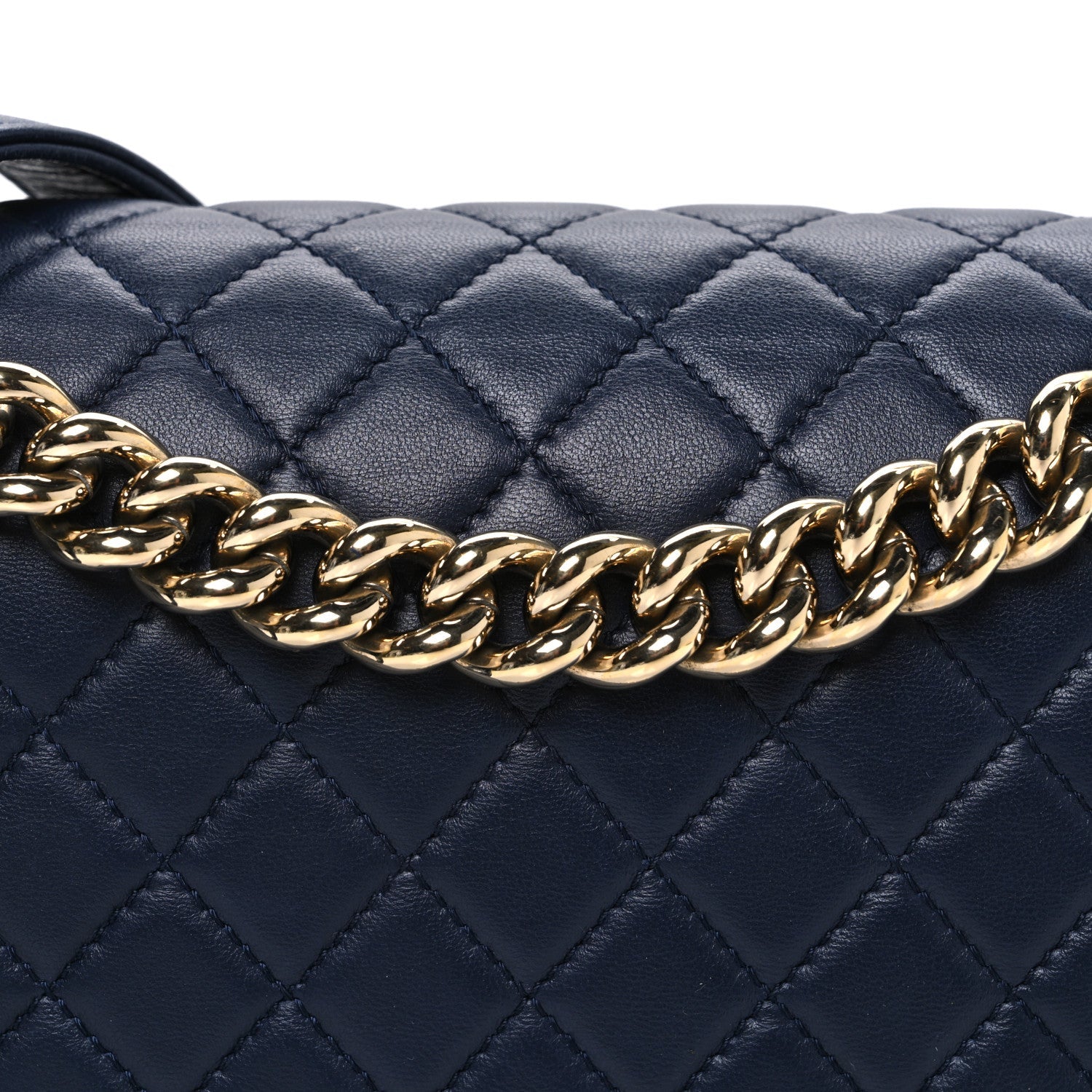 Chanel Lambskin Quilted New Medium Boy Flap Dark Navy Blue