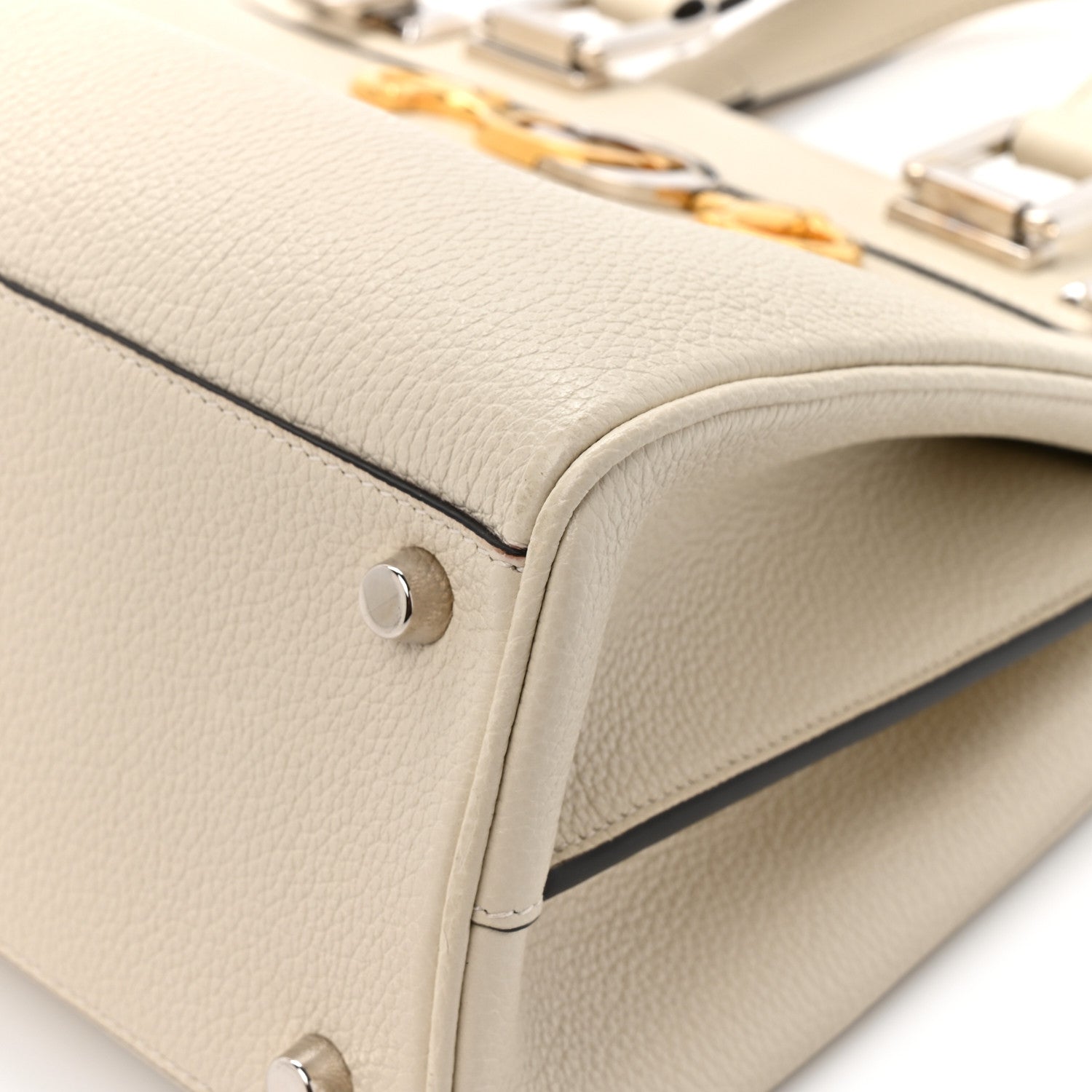 Gucci Grainy Calfskin Small Zumi Top Handle Bag Mystic White