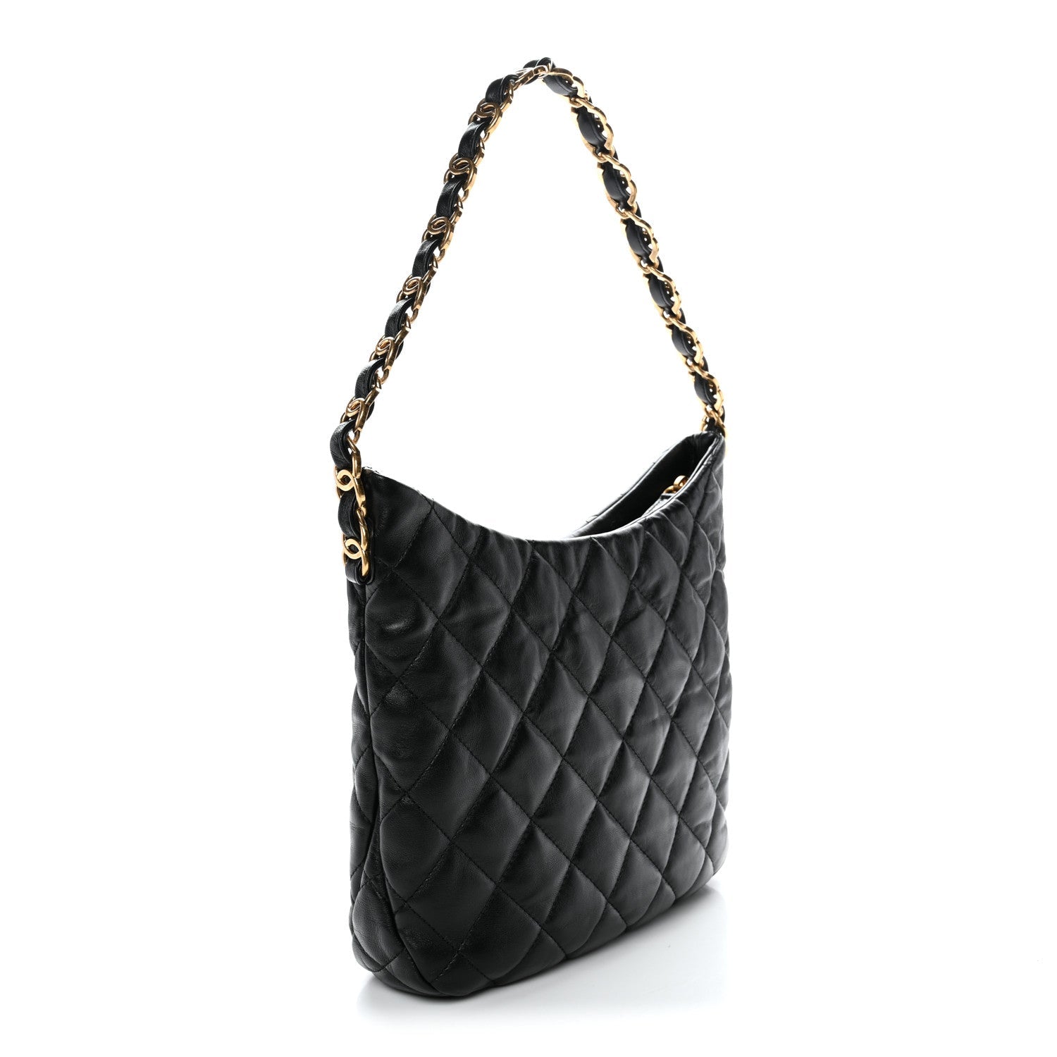 Chanel Lambskin Quilted Large CC Links Hobo Black