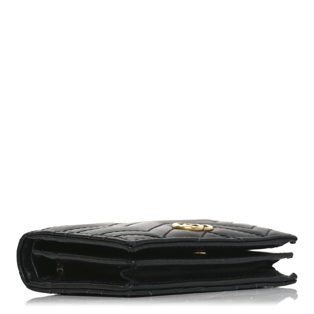 Gucci Calfskin Matelasse GG Marmont Card Case Wallet Black