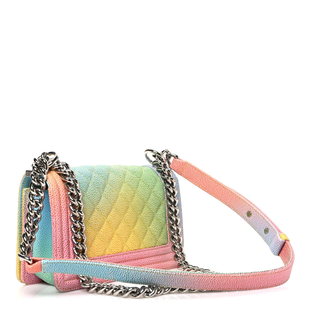 Chanel Caviar Quilted Small Cuba Rainbow Boy Flap Multicolor
