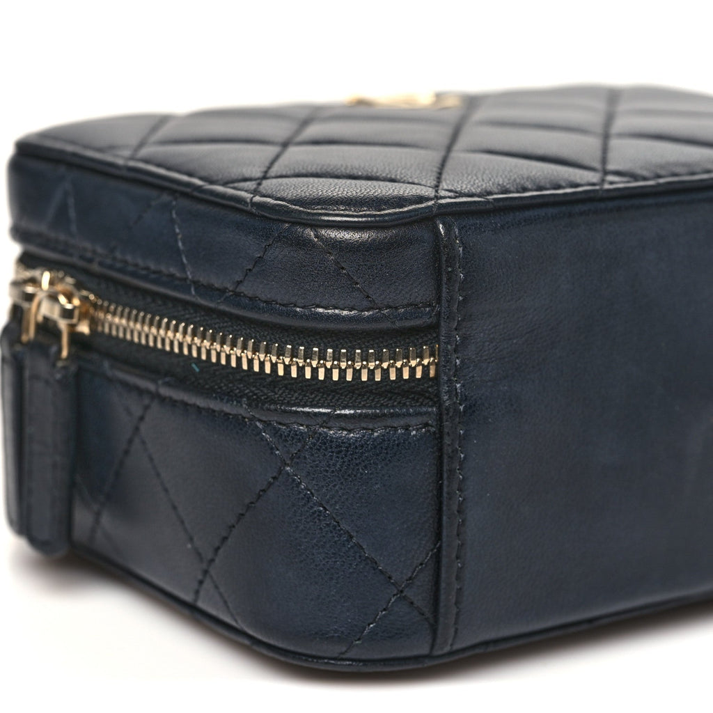 Chanel Lambskin Quilted Small Trendy CC Camera Case With Chain Navy