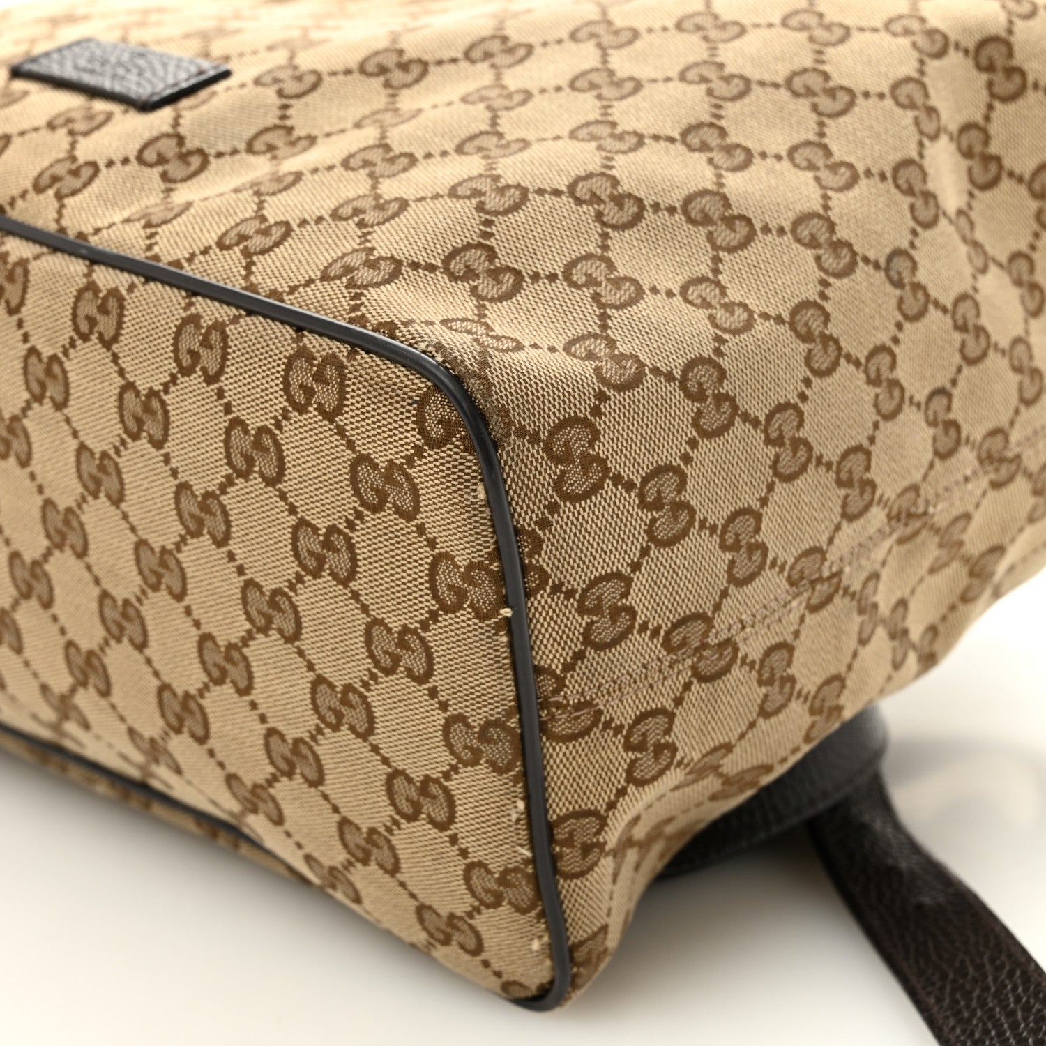 Gucci Monogram Dollar Calfskin O Drawstring Backpack Beige Ebony Testa di Moro Dark Chocolate