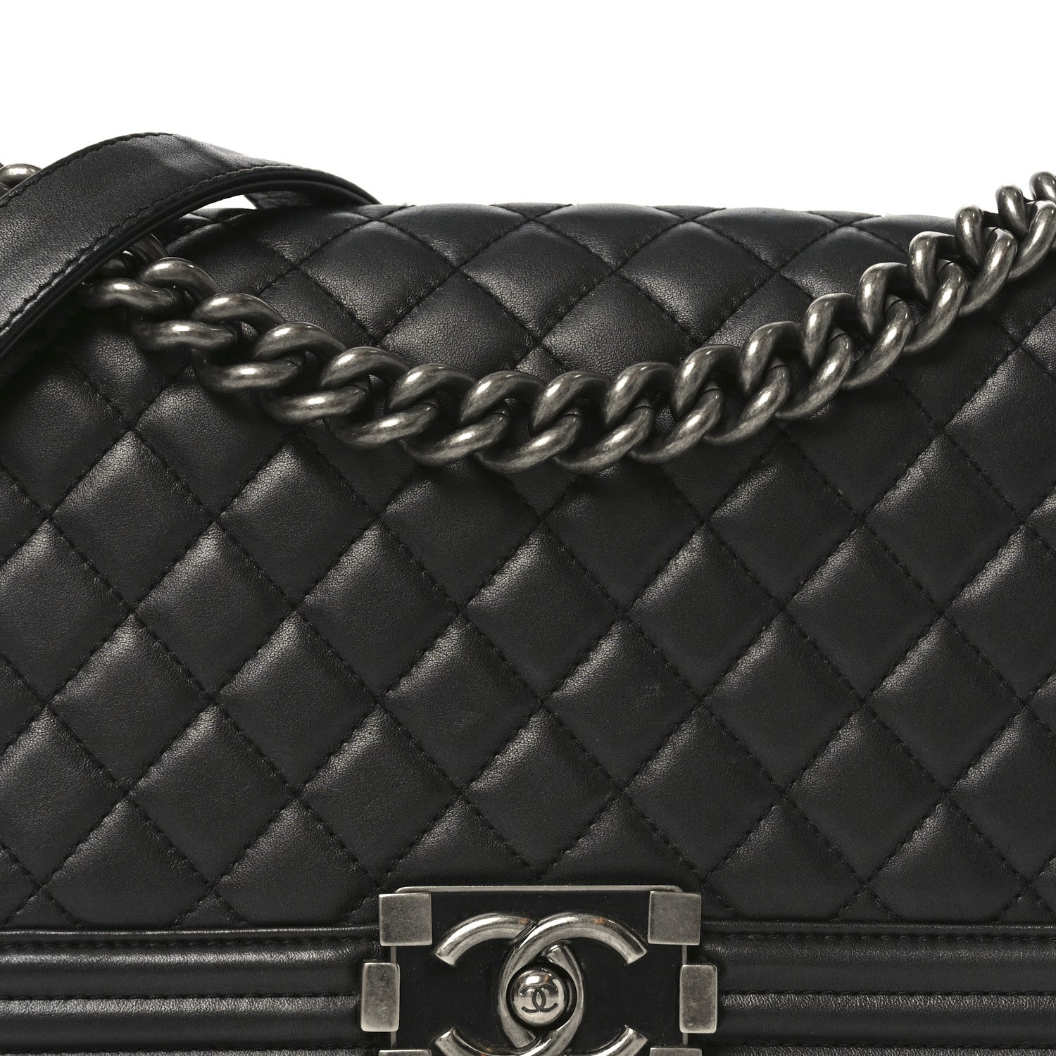Chanel Lambskin Quilted Medium Boy Flap Dark Grey