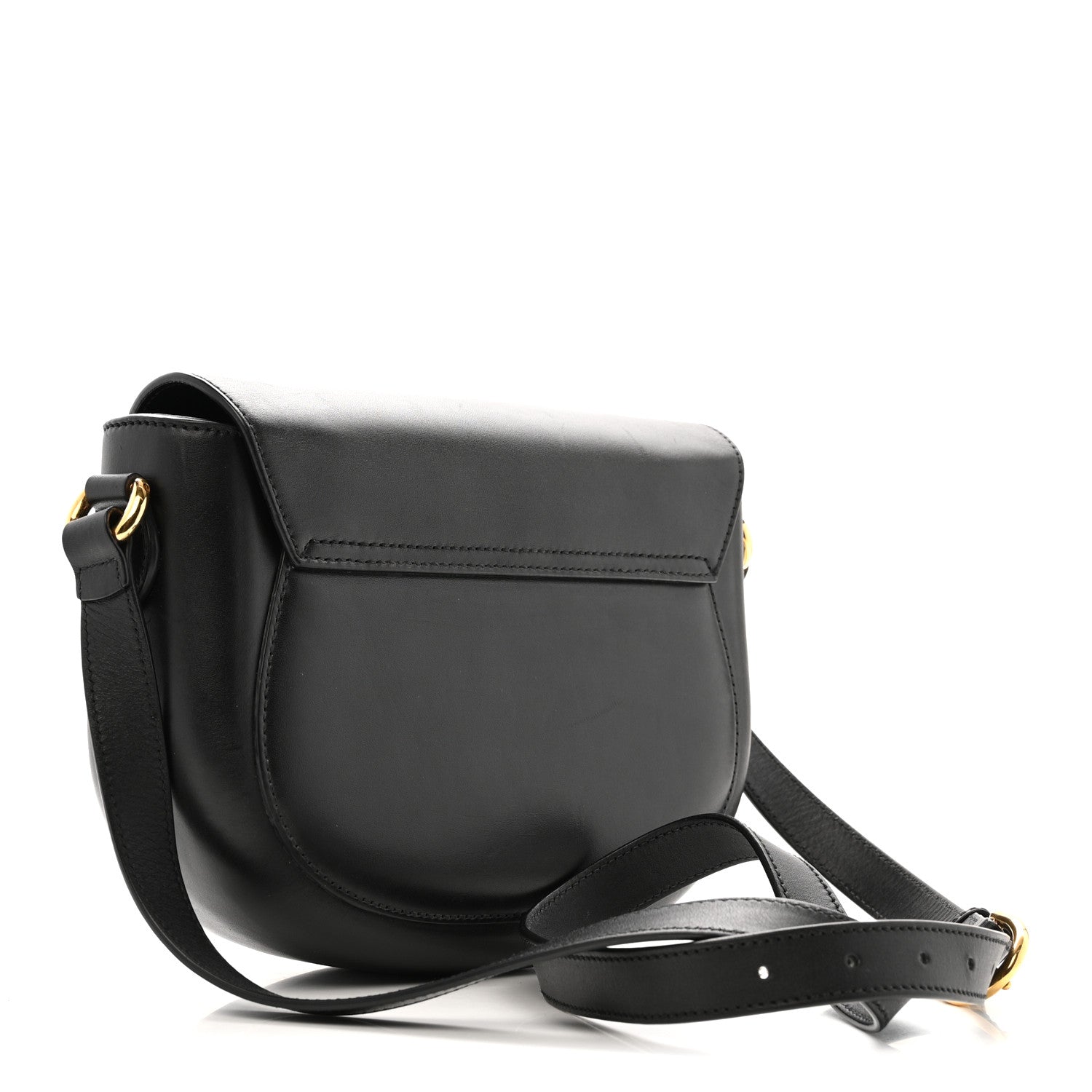 Gucci Charisma Calfskin Gucci Embossed Shoulder Flap Bag Black