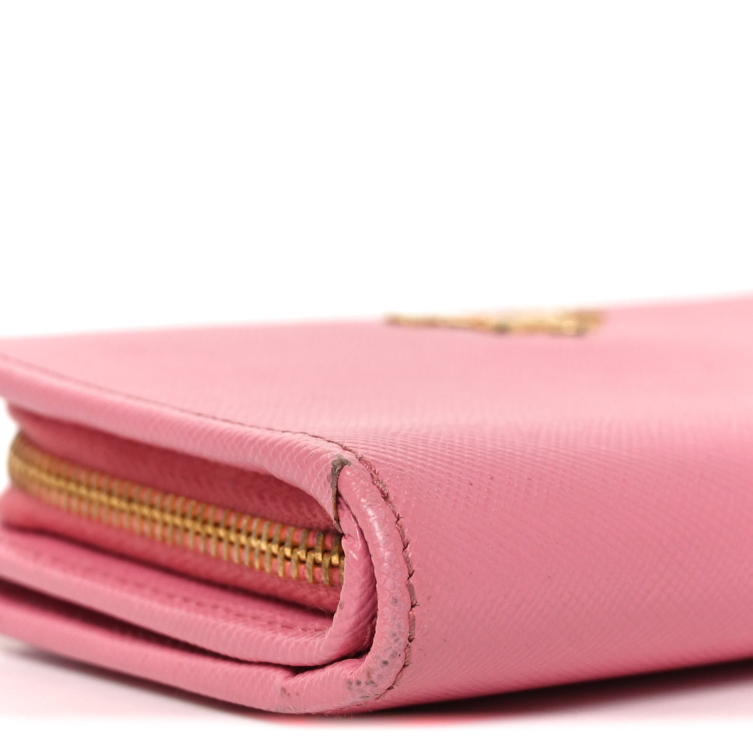 Prada Saffiano Metal Compact Wallet Peonia Petalo