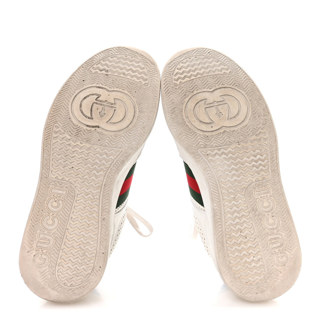Gucci Calfskin Web Mens Ace Sneakers 7 White Blue