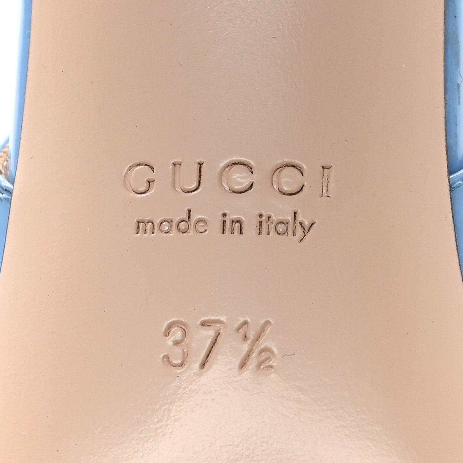 Gucci Vernice Crystal Horsebit Charlotte 42mm Slingback Pumps 37.5 Glacial Blue
