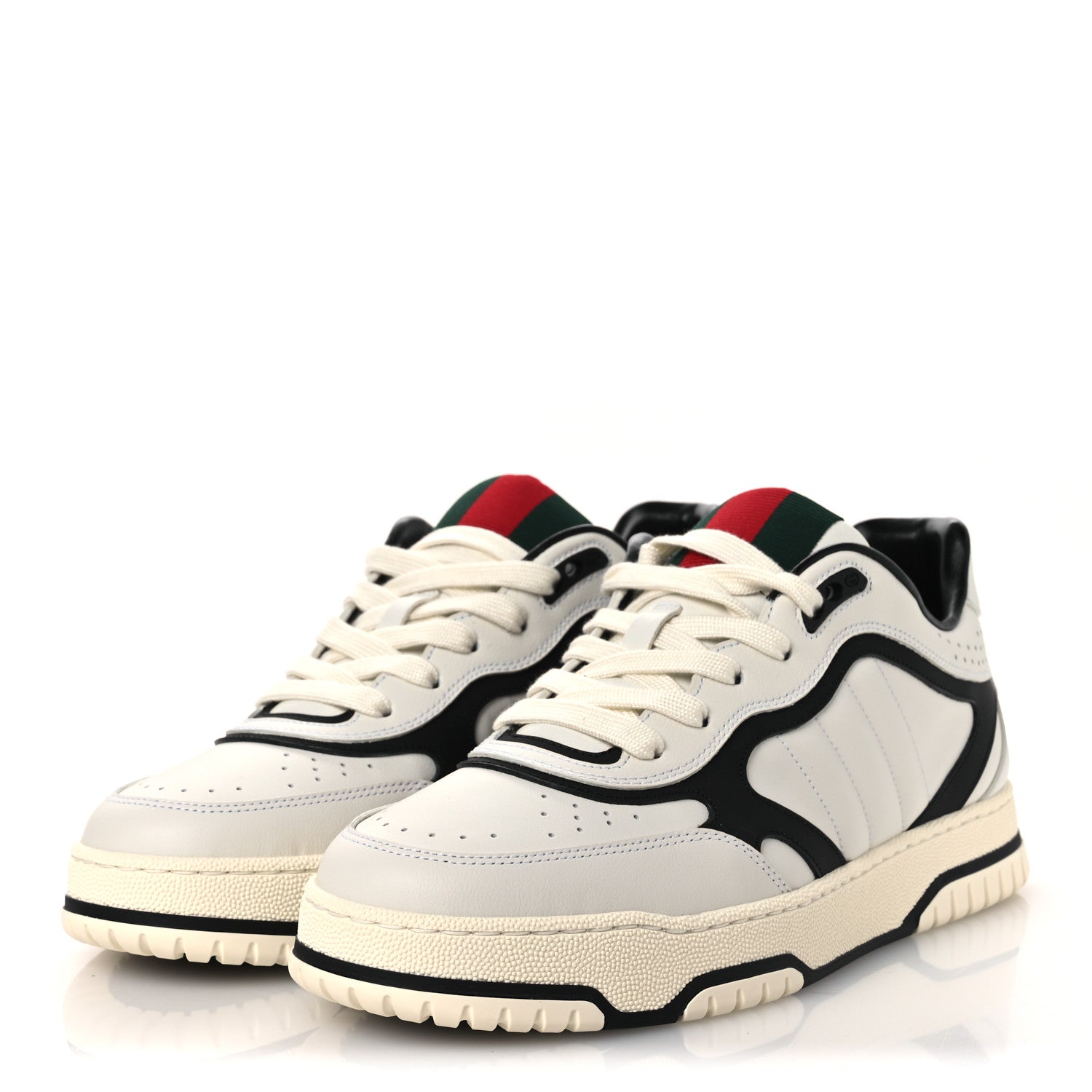 Gucci Sparrow Calfskin Mens Re-Web Sneakers 8 Green White Black