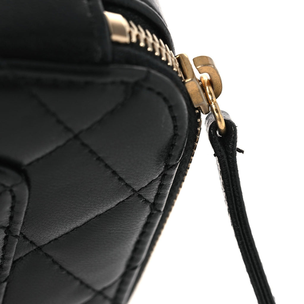 Chanel Shiny Calfskin Quilted Small Pick Me Up Vanity Case Black
