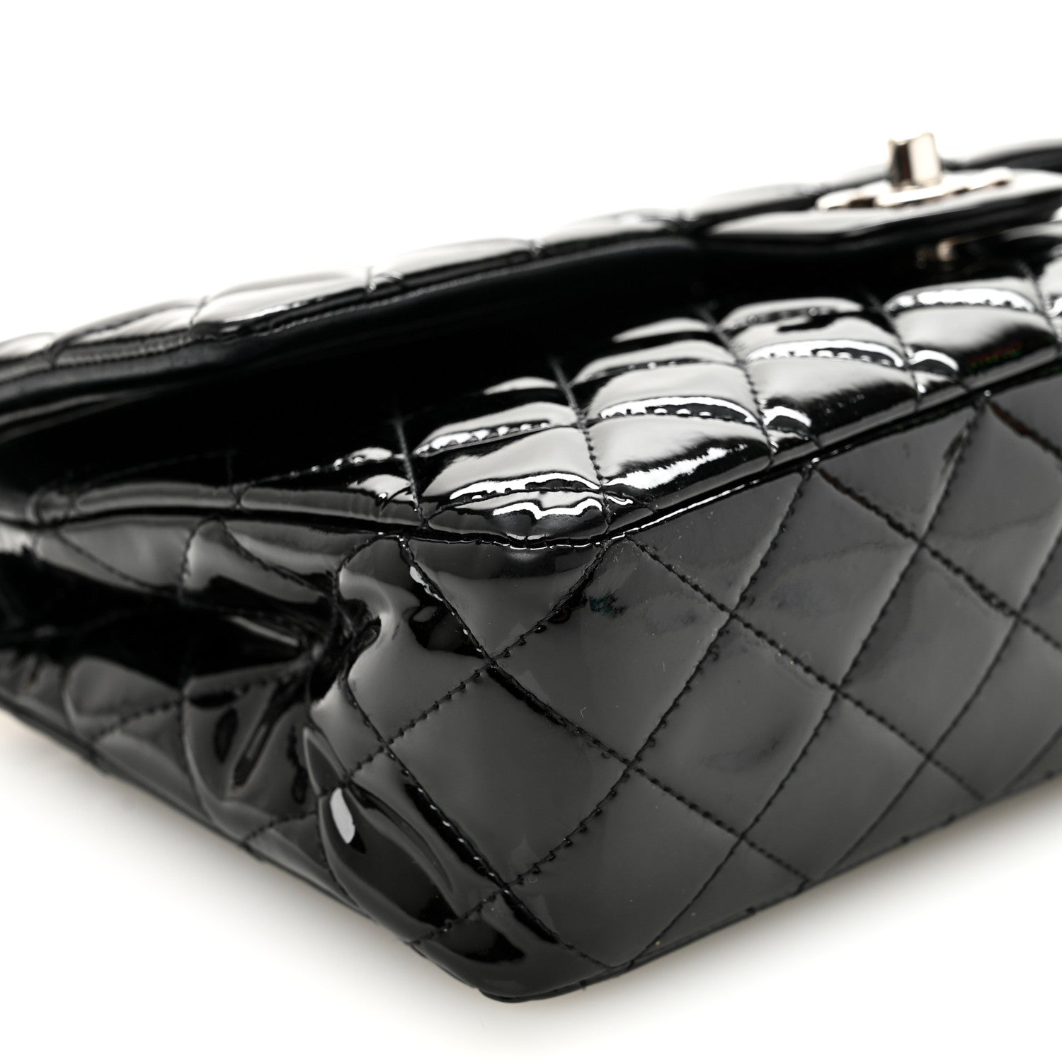 Chanel Patent Quilted Medium Double Flap Black