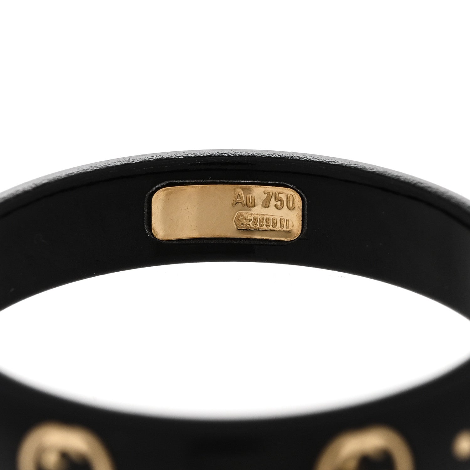 Gucci 18K Yellow Gold Synthetic Corundum Icon Ring 59 8.75 Black