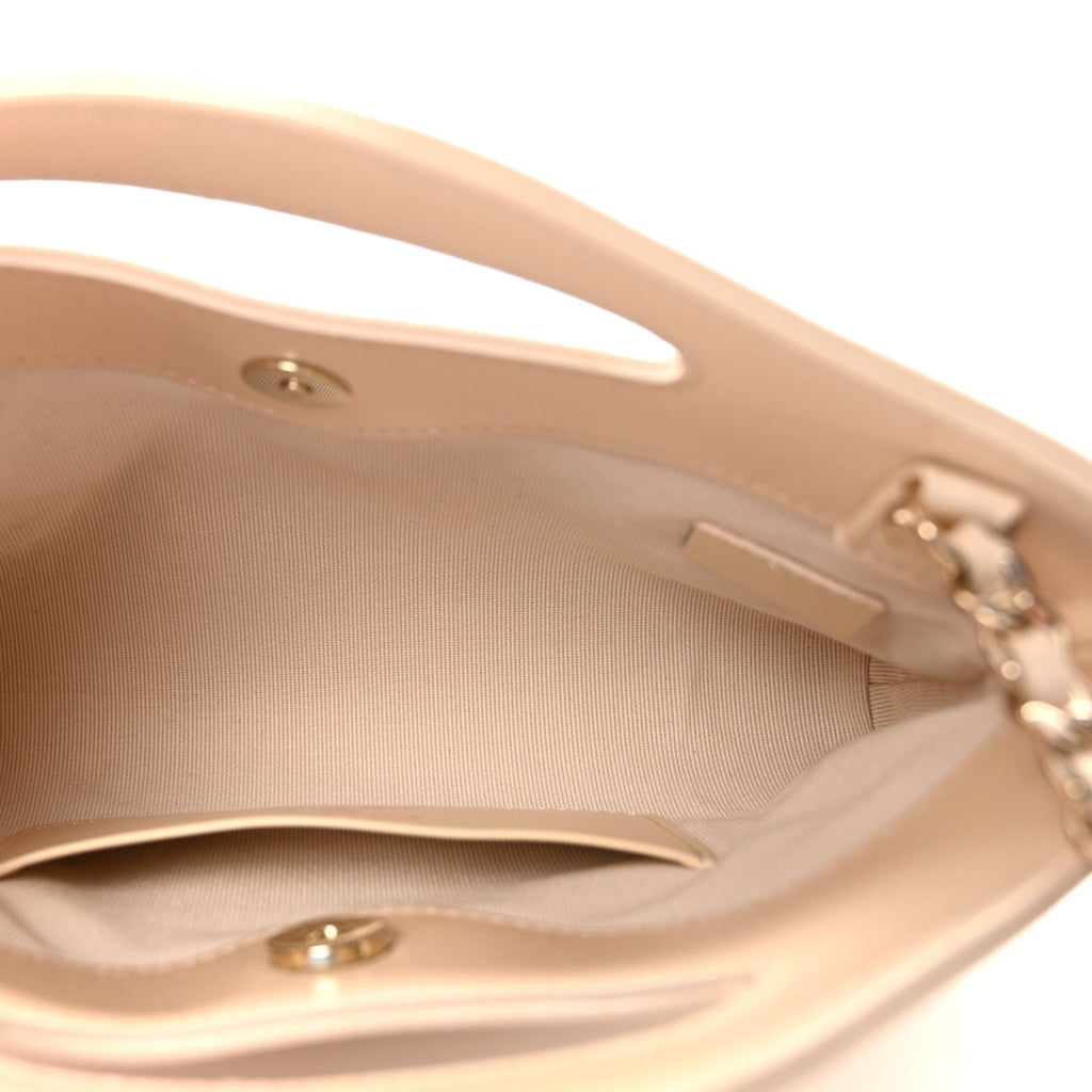 Chanel Shiny Crumpled Calfskin Quilted Nano 31 Shopping Bag Beige