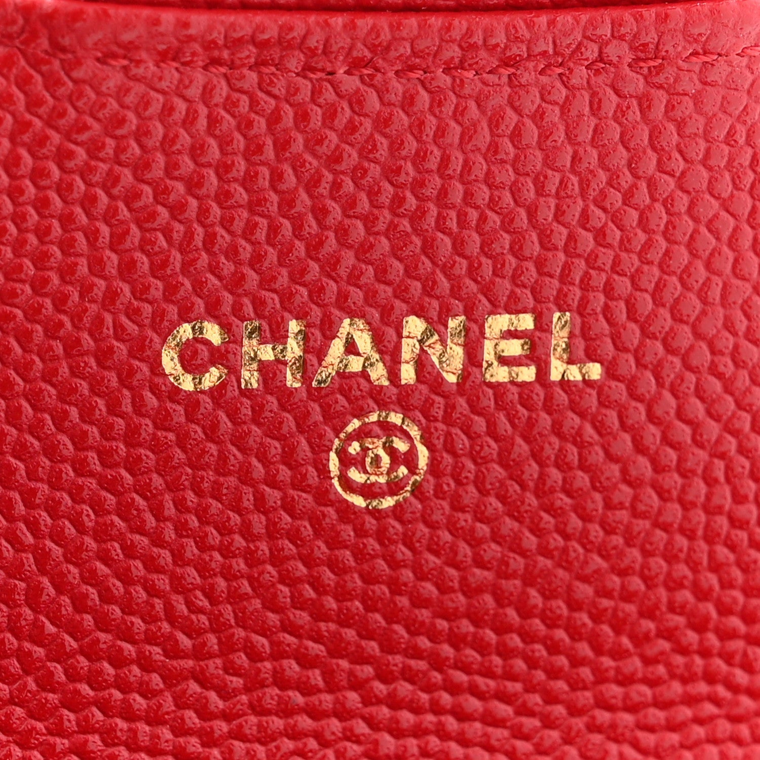 Caviar Quilted Flap Card Holder Wallet Red