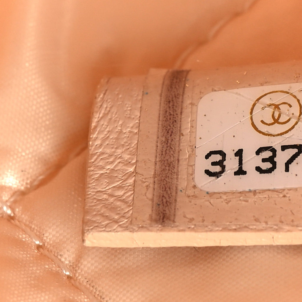 Lambskin Quilted Large Vanity Pouch Beige Clair