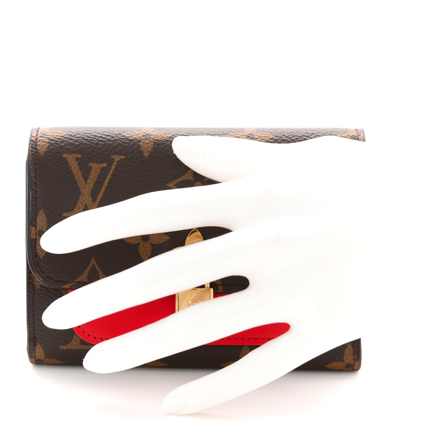 Louis Vuitton Monogram Flower Lock Compact Wallet Coquelicot