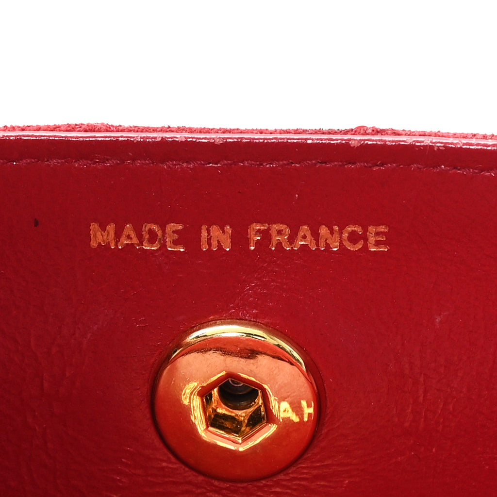 Chanel Suede Quilted Mini Square Flap Red