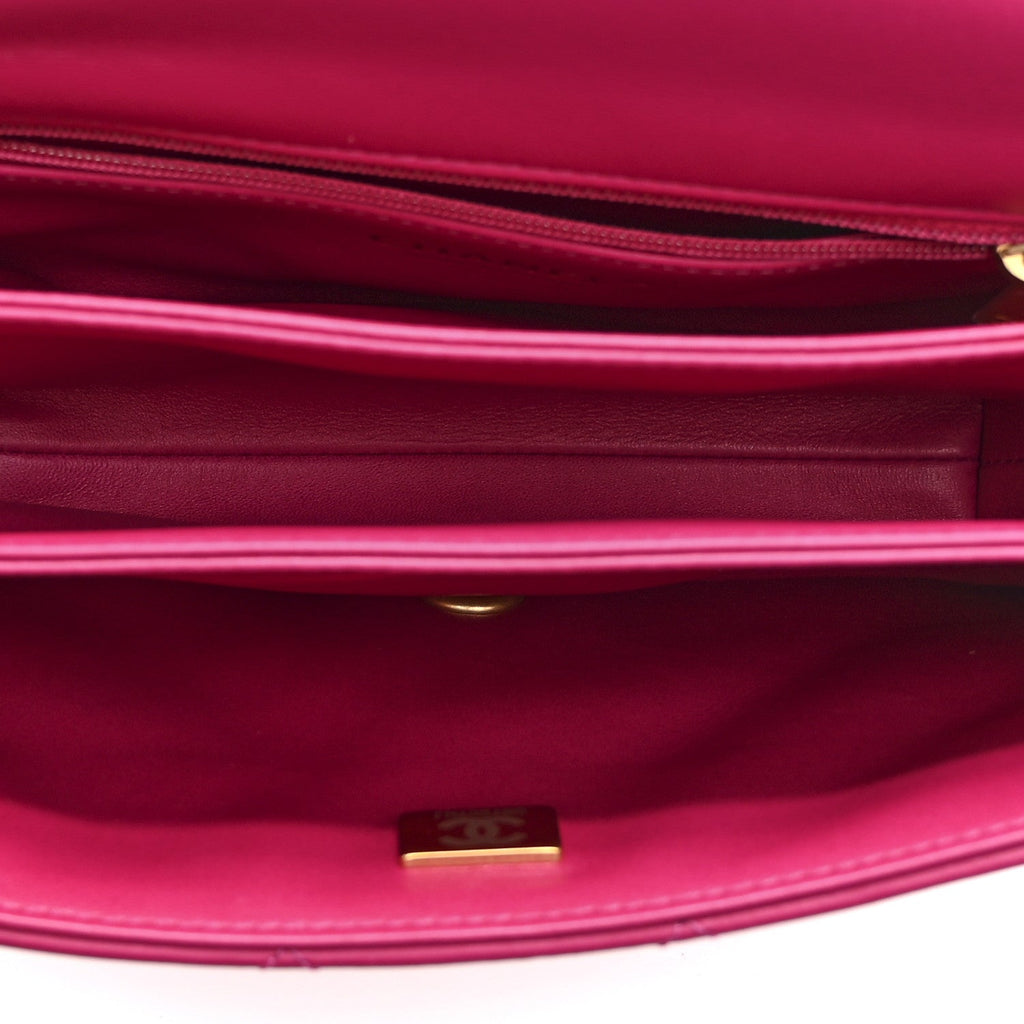 Chanel Lambskin Quilted On And On Small Chain Flap Fuchsia