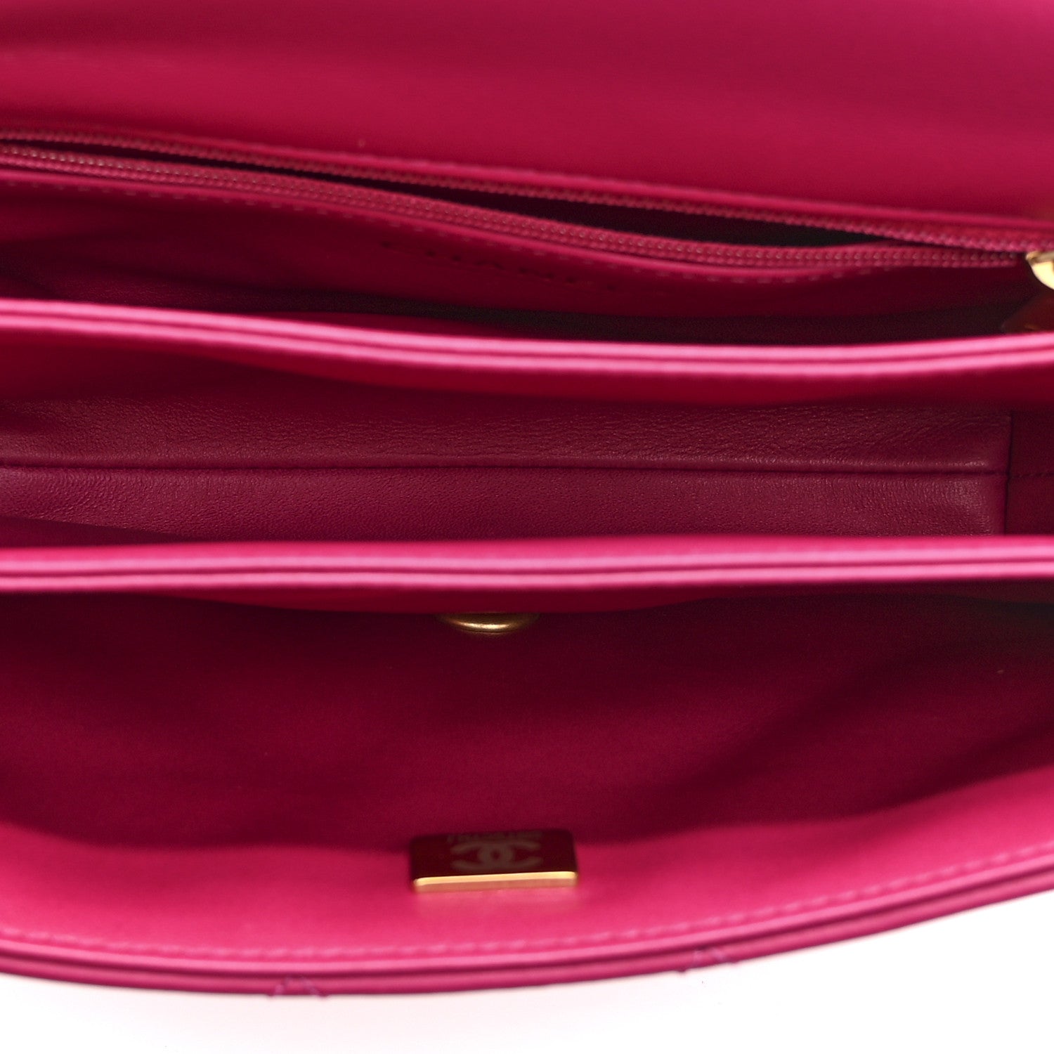 Chanel Lambskin Quilted On And On Small Chain Flap Fuchsia