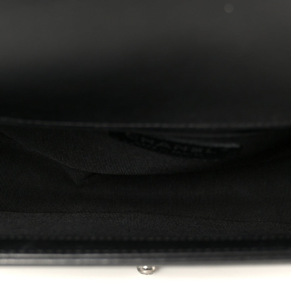 Chanel Lambskin Chevron Quilted Medium Boy Flap Black