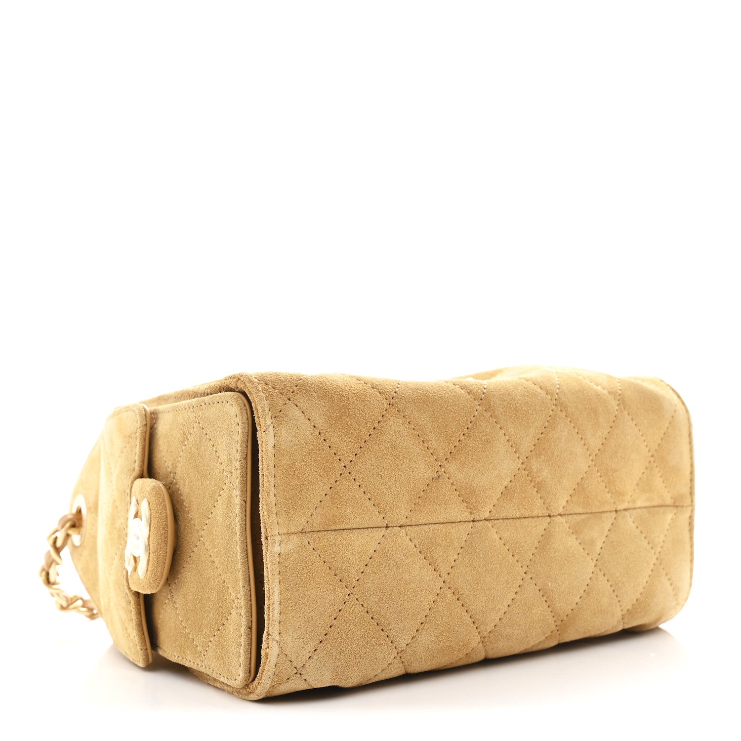 Chanel Suede Quilted Mini Chanel 25 Handbag Beige