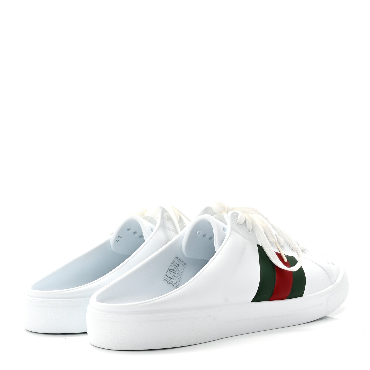 Gucci Rubber Ace Sabot Mules 41 Great White