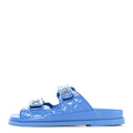 Lambskin Quilted Velcro Dad Chain CC Slide Sandals 37 Blue