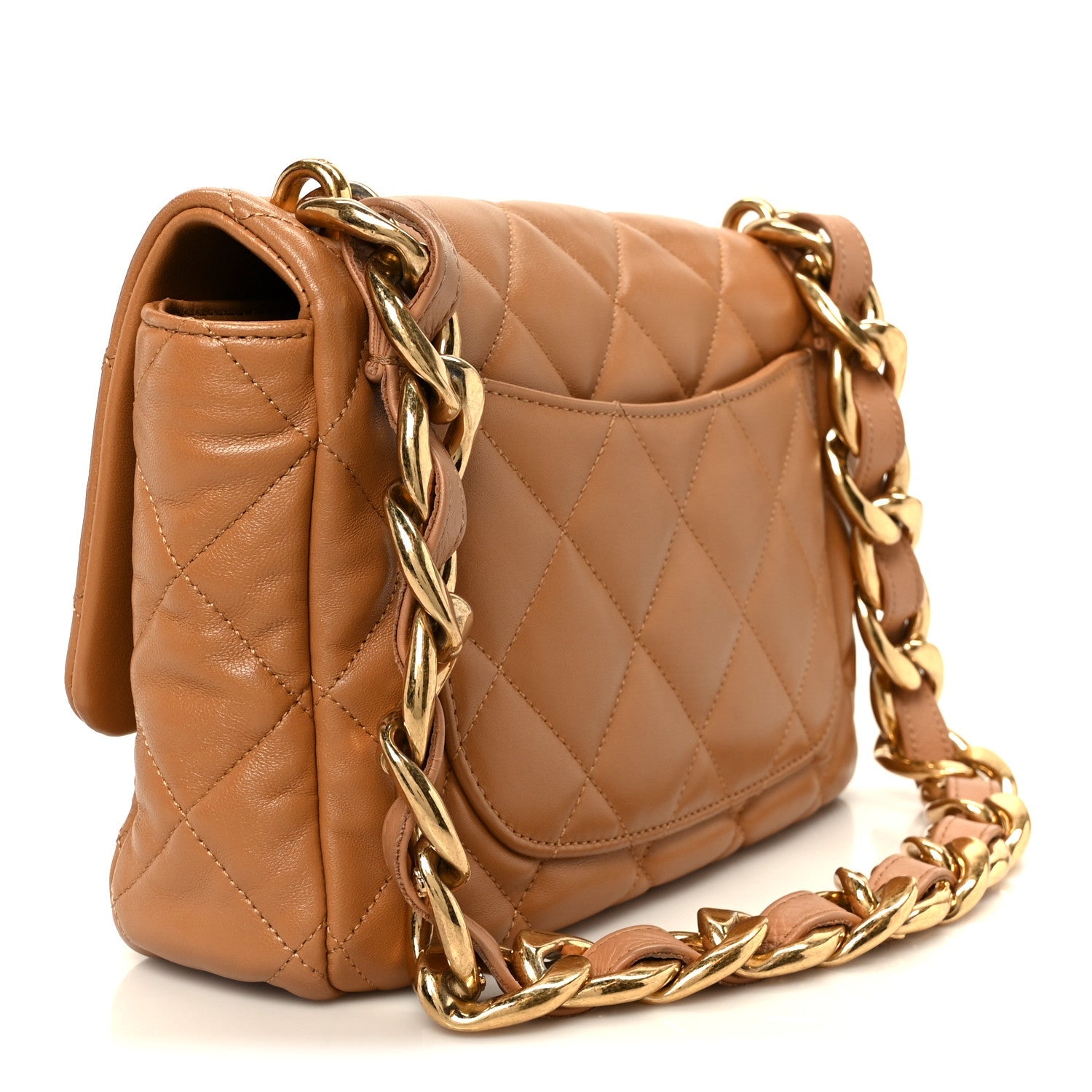 Chanel Lambskin Quilted Large CC Funky Town Flap Beige