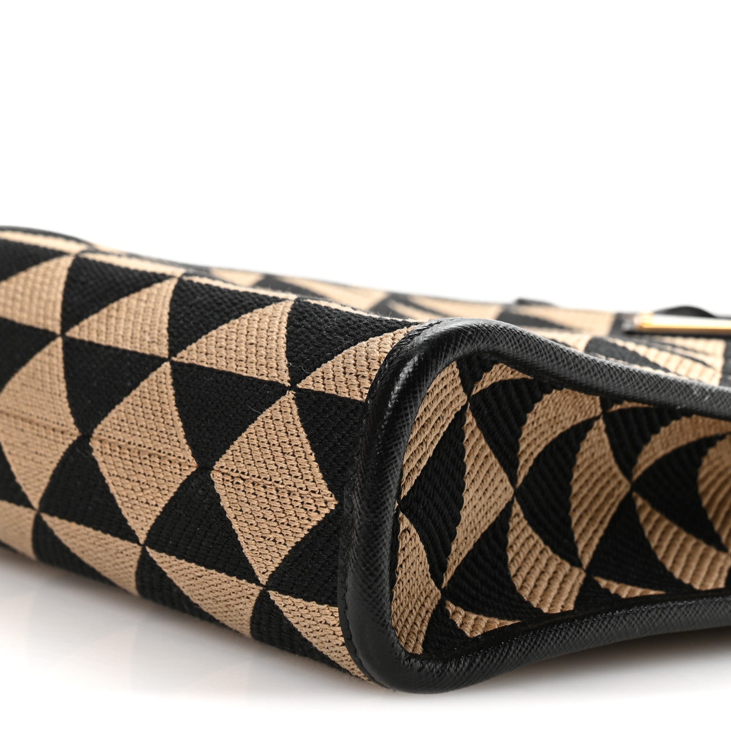 Prada Jacquard Saffiano Triangolo Symbole Embroidered Mini Tote Black Corda