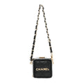 Lambskin Quilted Cube Mini Bag Charm Black
