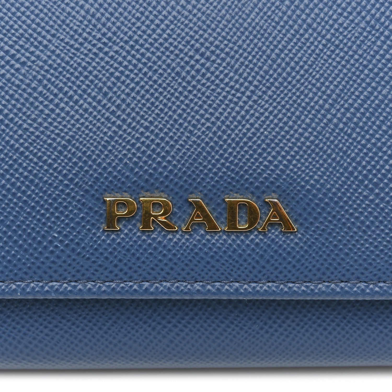 Prada Saffiano Bi-Color Metal Continental Flap Wallet Cobalto Black