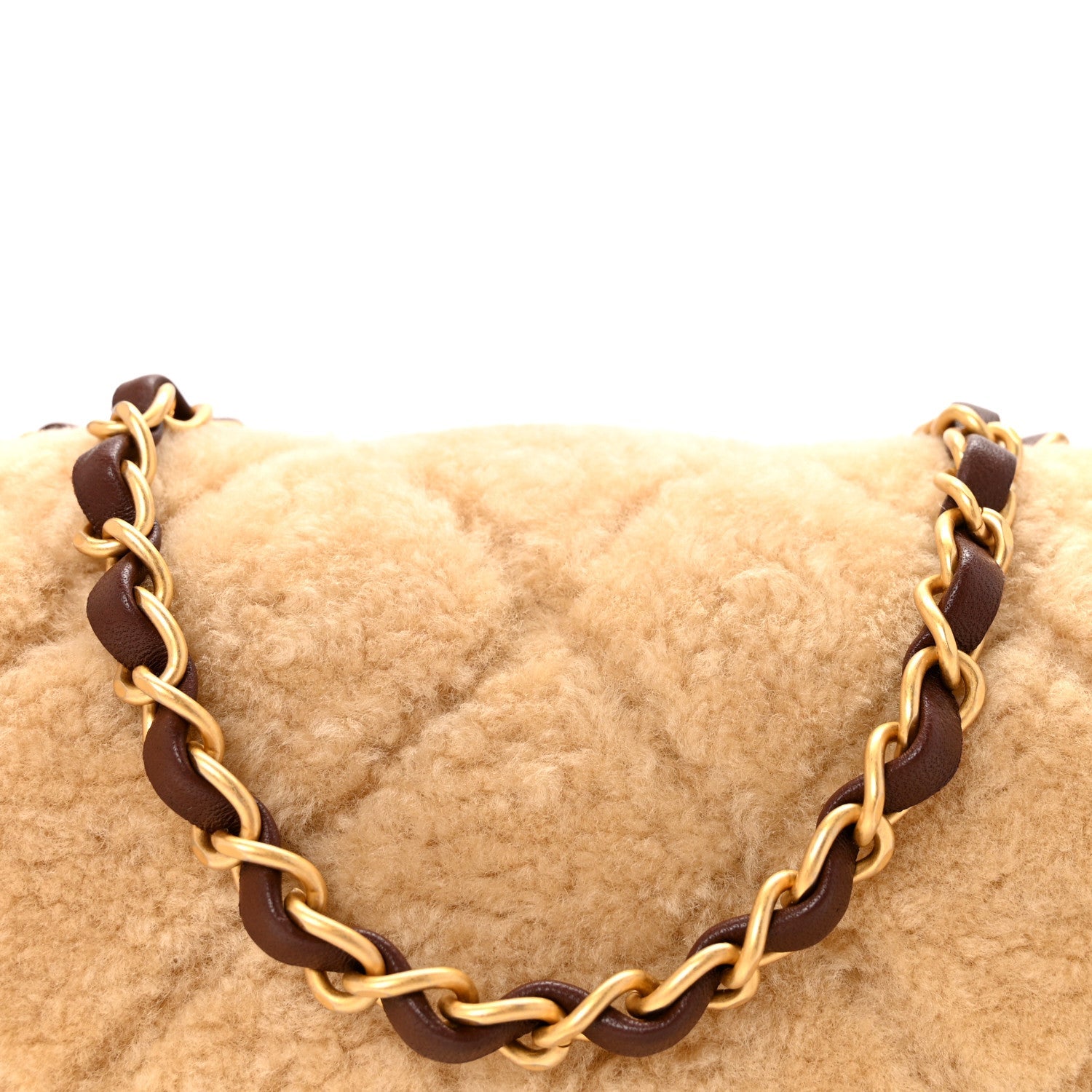 Chanel Shearling Lambskin Quilted Mini Furry Coco Flap Beige Dark Brown