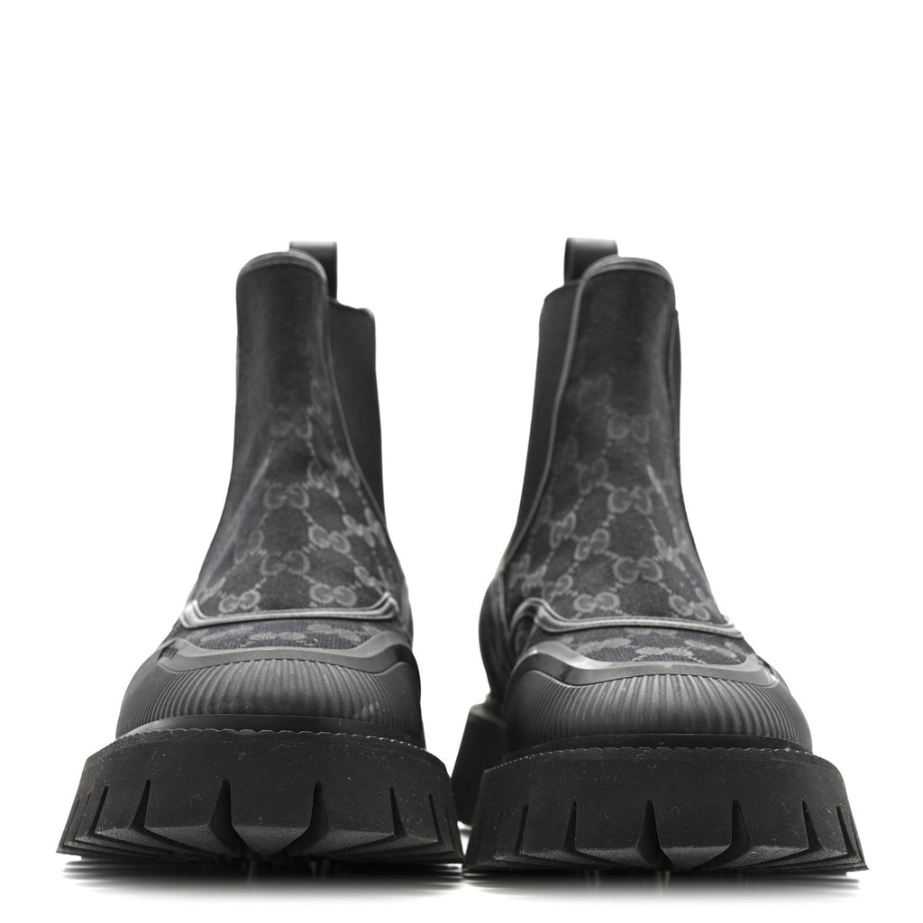 Gucci Canvas Calfskin GG Supreme Ankle Boots 39 Black