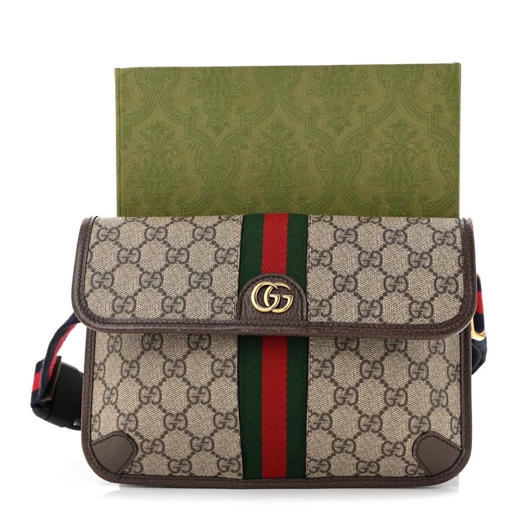 Gucci GG Supreme Monogram Web Small Ophidia Belt Bag Brown