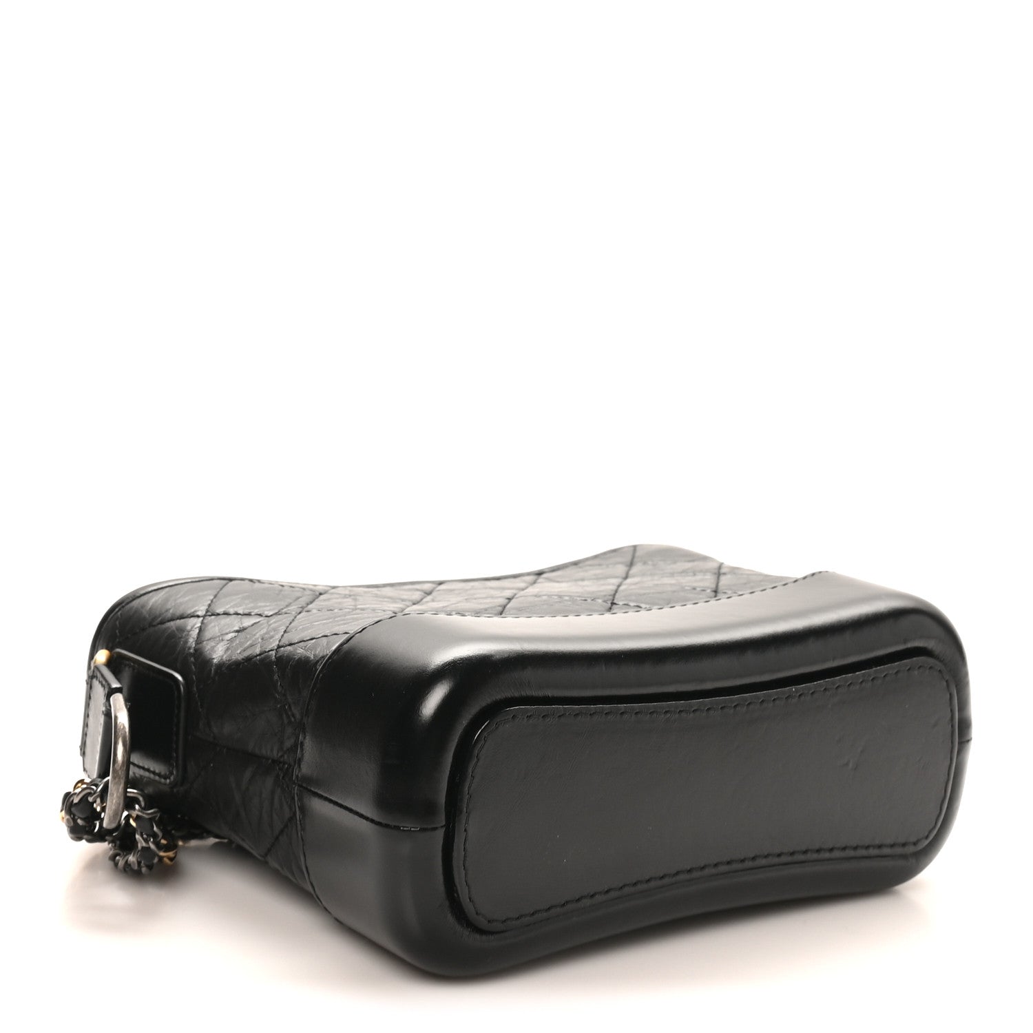Chanel Aged Calfskin Quilted Small Gabrielle Logo Hobo Black