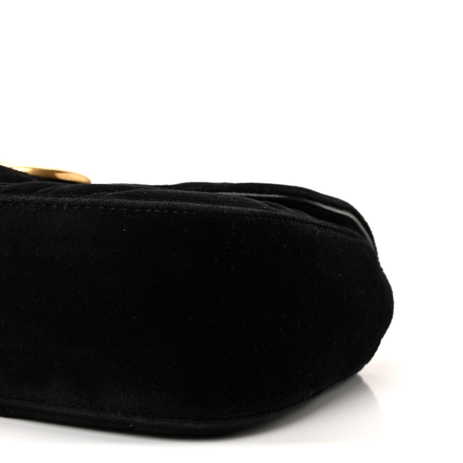 Gucci Velvet Matelasse Mini GG Marmont Shoulder Bag Black
