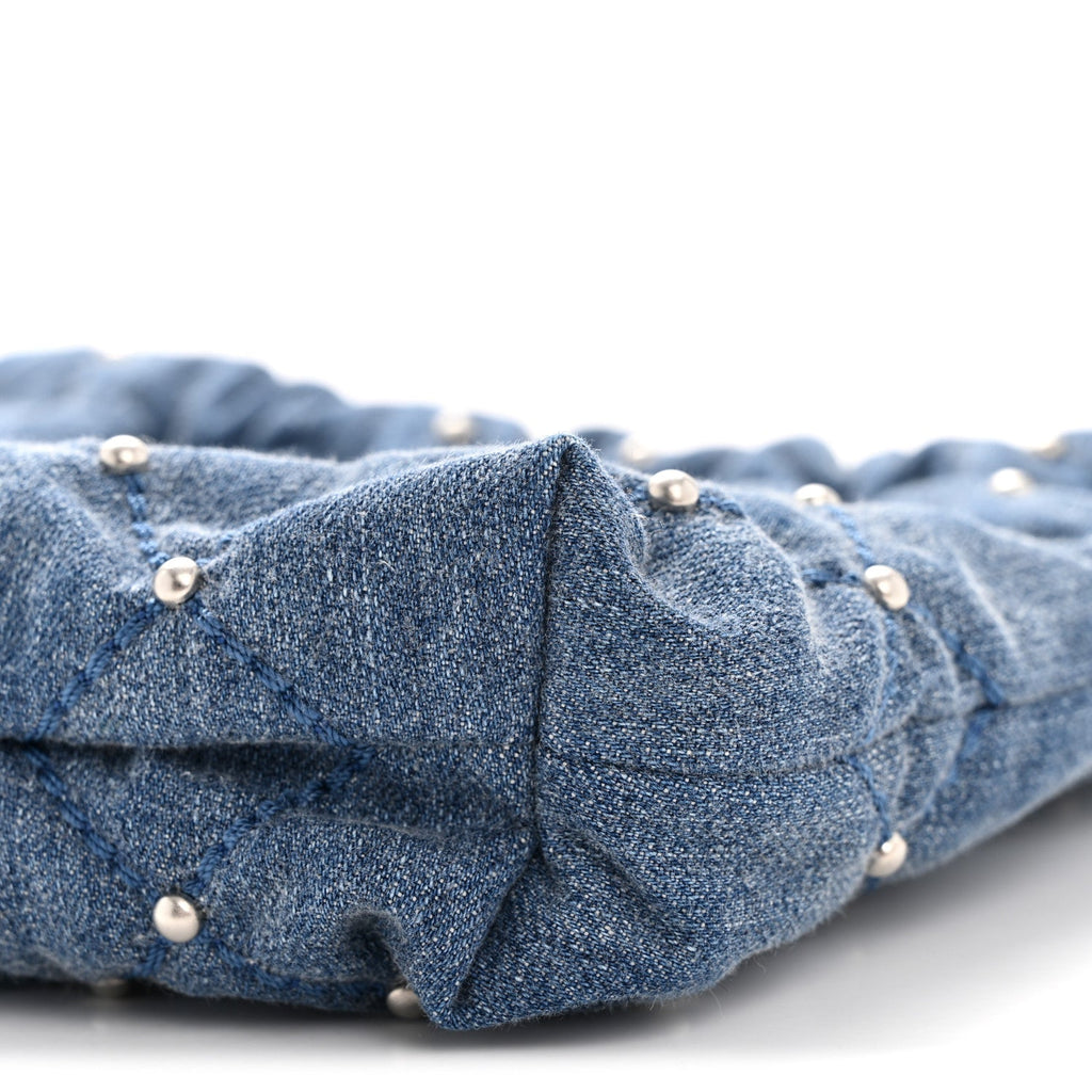 Chanel Washed Denim Quilted Studded Mini Chanel 22 Blue