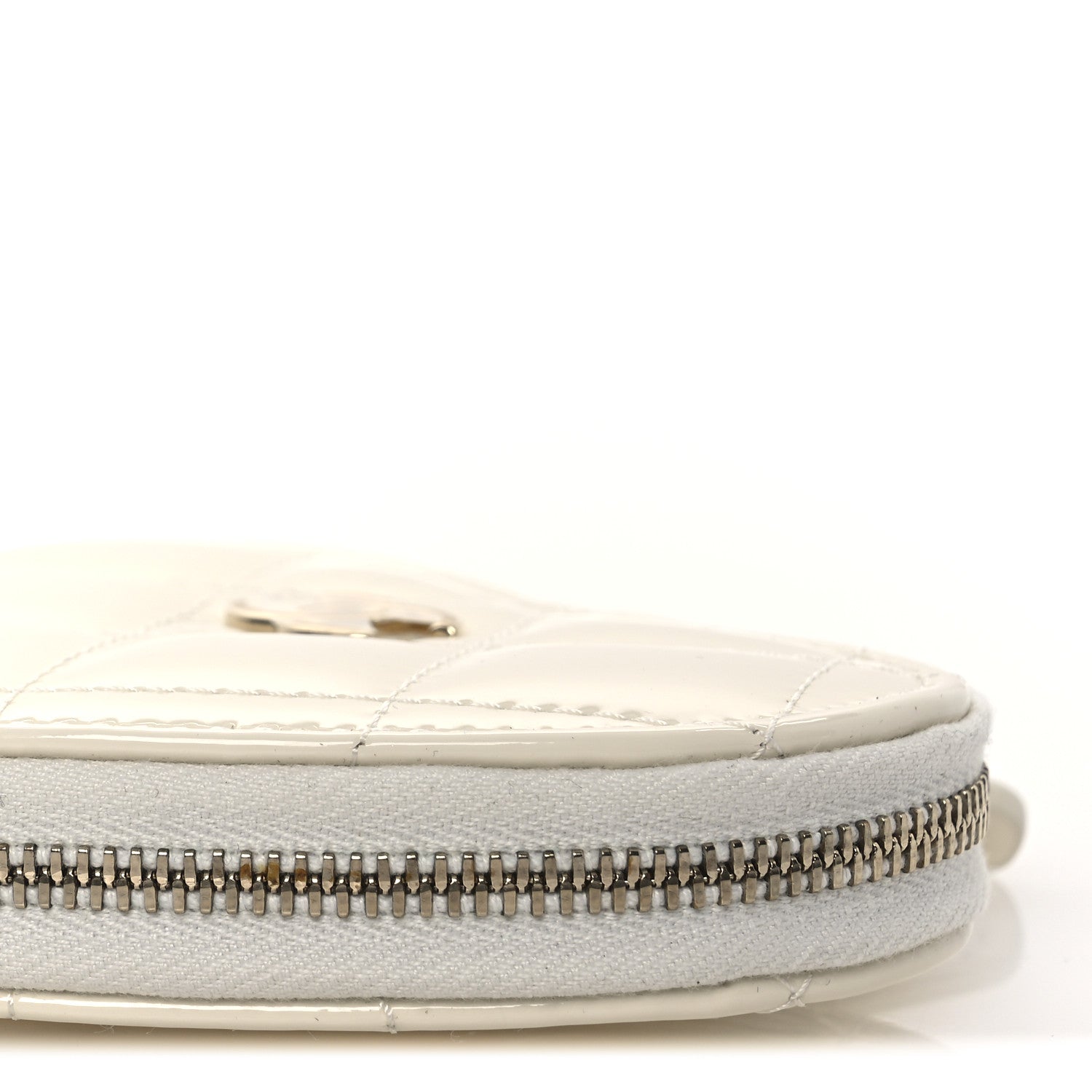 Chanel Patent Calfskin Resin Quilted CC Heart Clutch With Chain Black