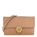 Gucci Dollar Calfskin Interlocking G Chain Wallet Camelia