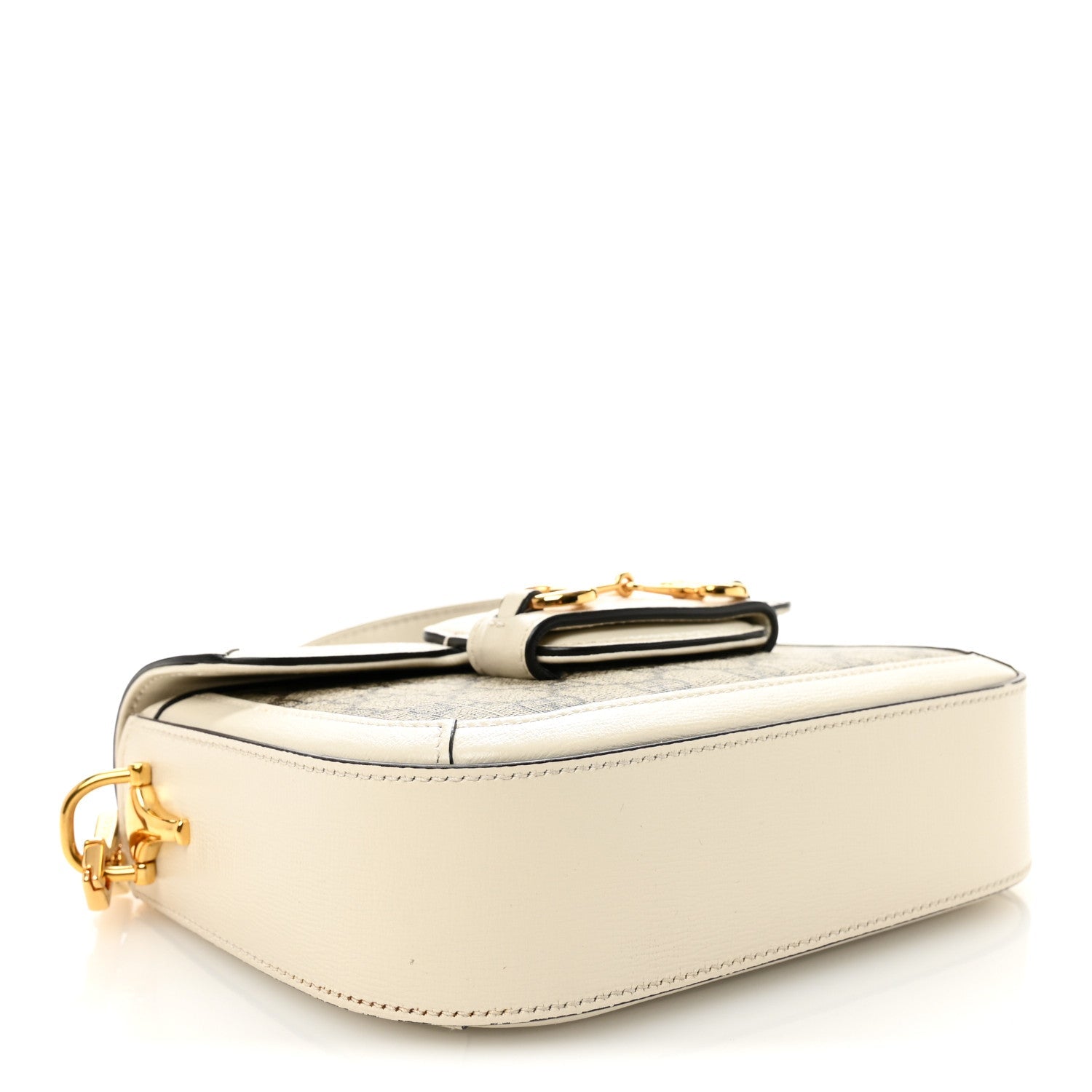 Gucci GG Supreme Monogram Web Mini Horsebit 1955 Shoulder Bag Beige Mystic White