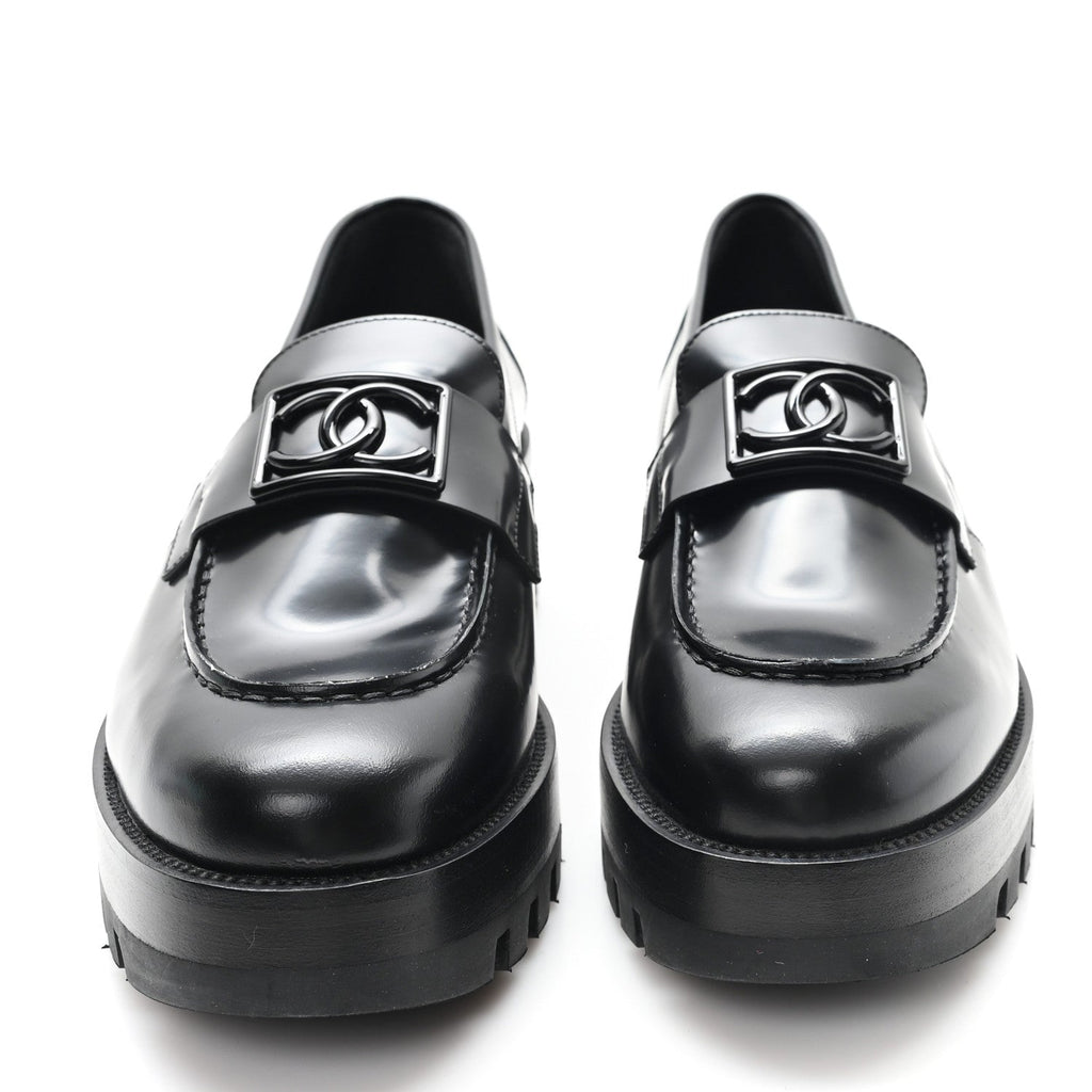Calfskin Metal CC Loafers 40.5 Black
