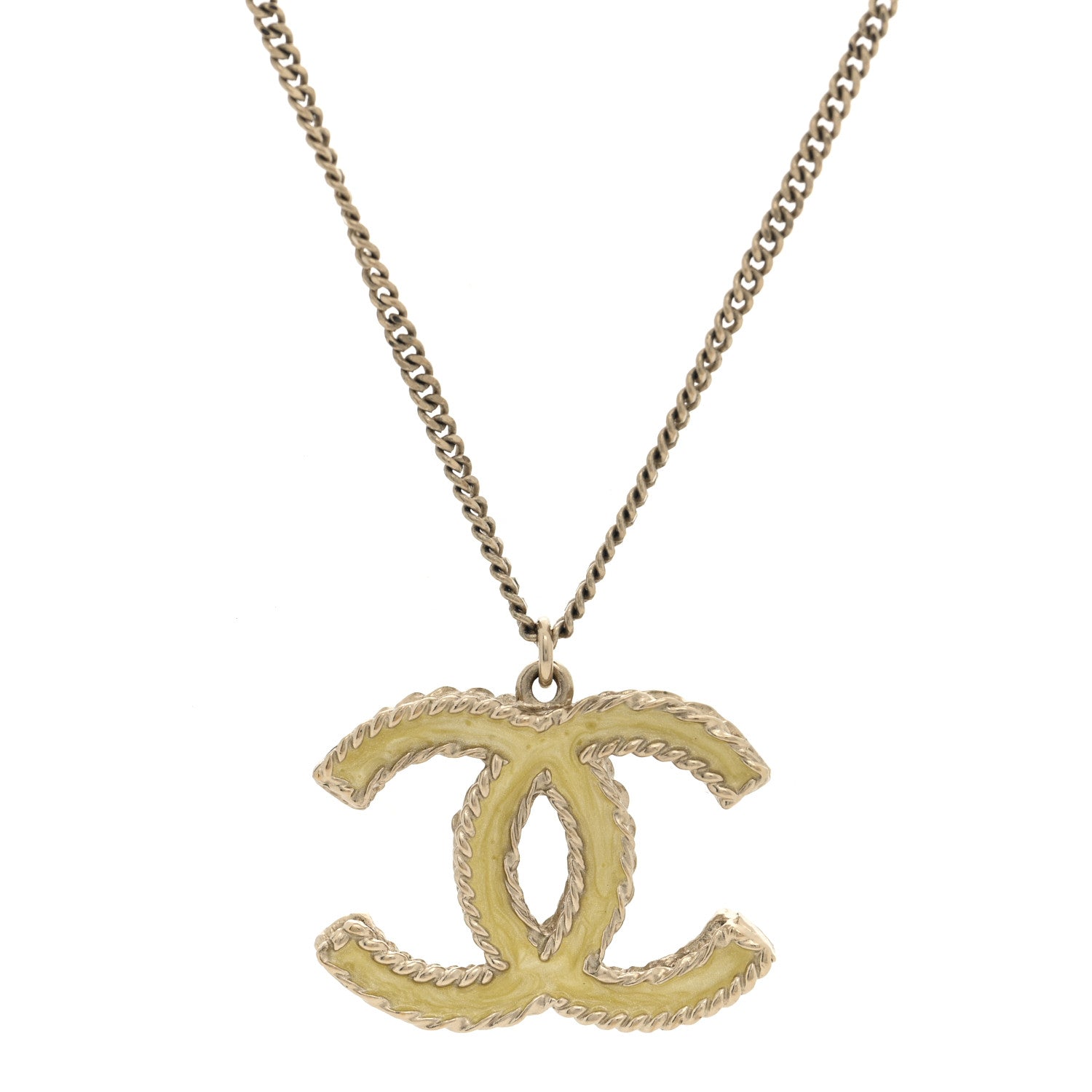 Crystal Enamel CC Necklace Light Gold